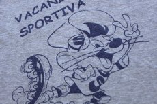 画像5: 90s Speedy Gonzales スピーディー ゴンザレス ローラースケート 染み込みプリント コットンTシャツ 杢グレー (5)