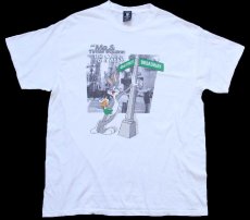 画像2: 90s USA製 WARNER BROS LOONEY TUNES バッグスバニー タイムズスクエア フォトプリント コットンTシャツ 白 XL (2)