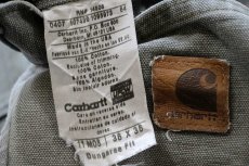 画像6: 00s USA製 carharttカーハート ペンキ飛び&ダメージ ダック地 ペインターパンツ ボロ モスグリーン フェード W36 L36 (6)