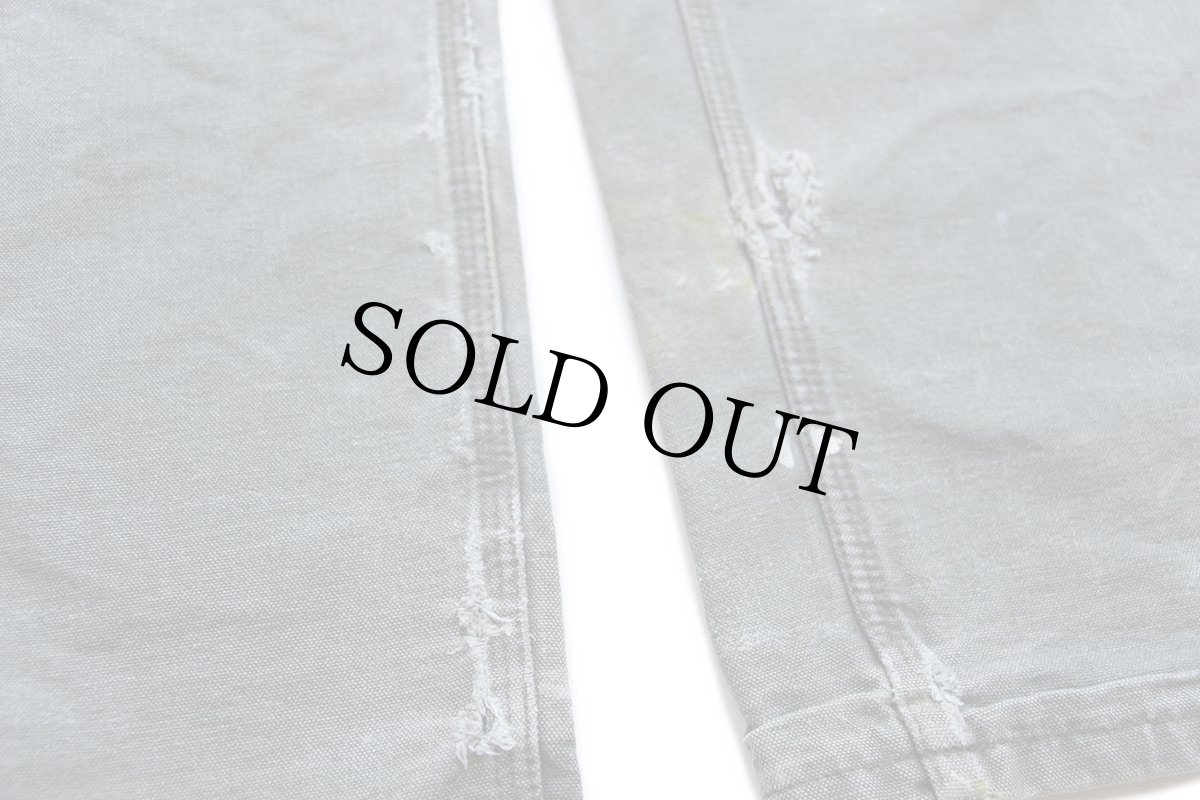 画像8: 00s USA製 carharttカーハート ペンキ飛び&ダメージ ダック地 ペインターパンツ ボロ モスグリーン フェード W36 L36 (8)