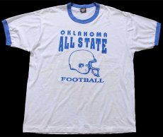画像2: 90s USA製 OKLAHOMA ALL STATE FOOTBALL アメフト リンガーTシャツ 白×青 XL (2)