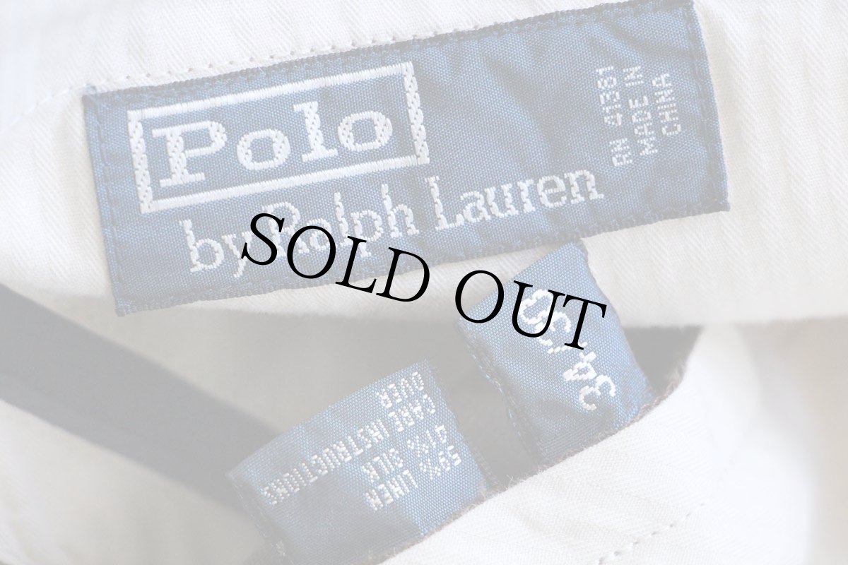 画像6: 00s ポロ ラルフローレン スラックス リネン×シルクパンツ 茶 W34 L30 (6)