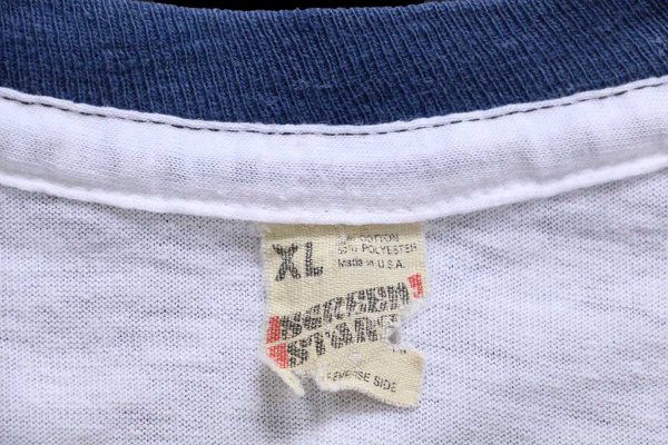 80s USA製 Washington Sailing Marina ヨット リンガーTシャツ 白×紺