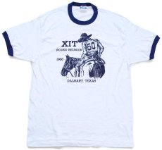 画像2: 80s USA製 Hanes XIT RODEO REUNION カウボーイ リンガーTシャツ 白×紺 XL (2)