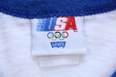 画像4: 80s Levi'sリーバイス PEPPERDINE UNIVERSITY 1984 Olympic Water Polo オリンピック リンガーTシャツ 白×青 (4)