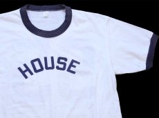 画像1: 80s HOUSE 95 ナンバリング 両面 染み込みプリント リンガーTシャツ 白×紺 (1)