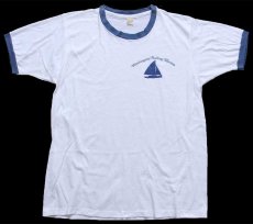 画像2: 80s USA製 Washington Sailing Marina ヨット リンガーTシャツ 白×紺 XL (2)