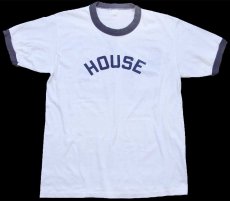画像2: 80s HOUSE 95 ナンバリング 両面 染み込みプリント リンガーTシャツ 白×紺 (2)
