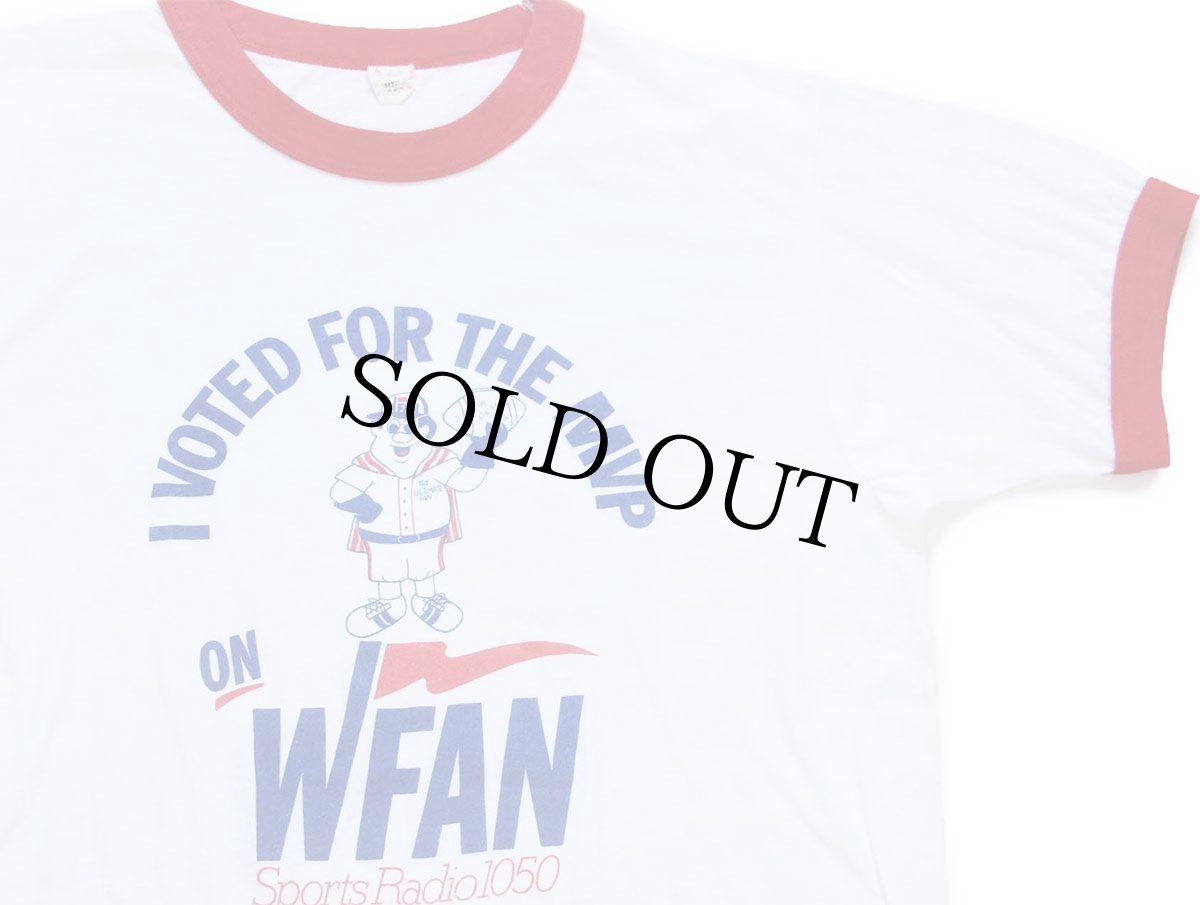 画像1: 80s USA製 I VOTED FOR THE MVP ON WFAN SportsRadio 1050 リンガーTシャツ 白×赤 L (1)