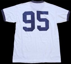 画像3: 80s HOUSE 95 ナンバリング 両面 染み込みプリント リンガーTシャツ 白×紺 (3)
