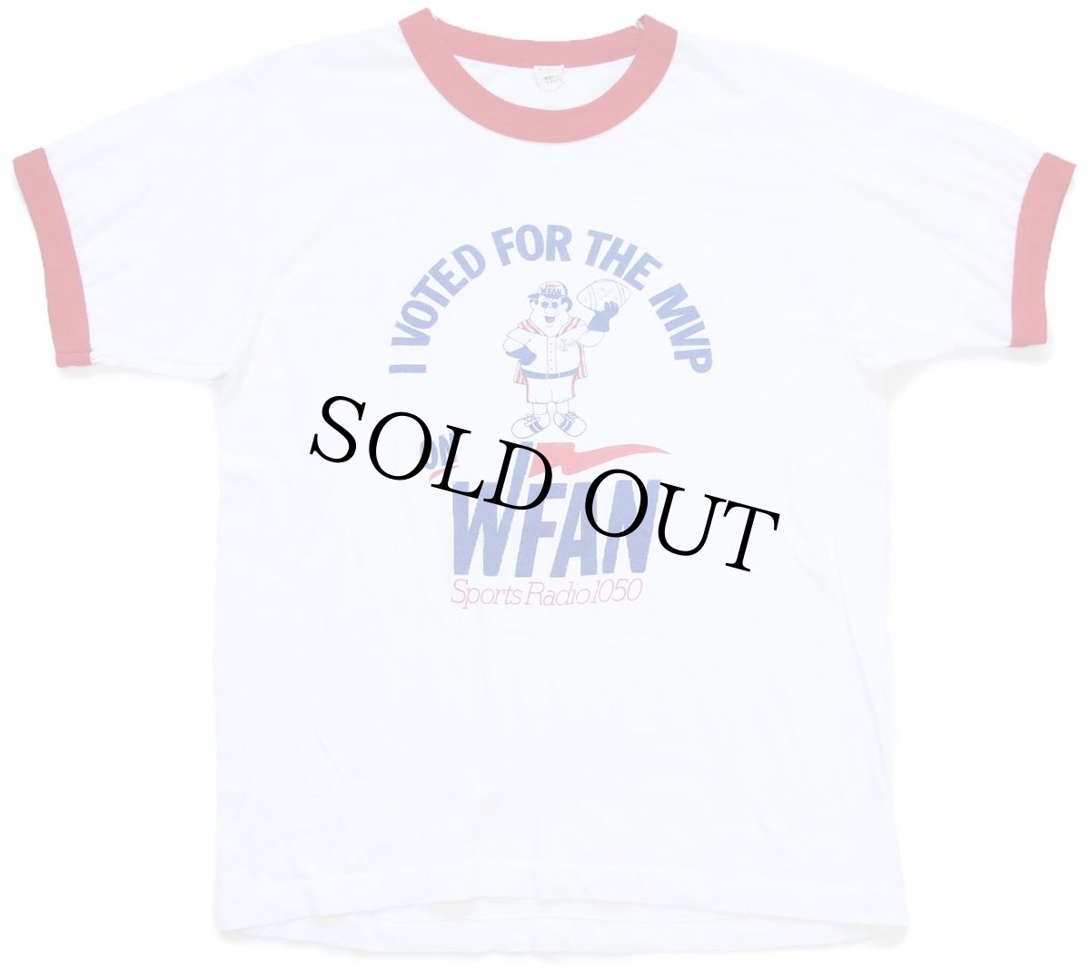 画像2: 80s USA製 I VOTED FOR THE MVP ON WFAN SportsRadio 1050 リンガーTシャツ 白×赤 L (2)