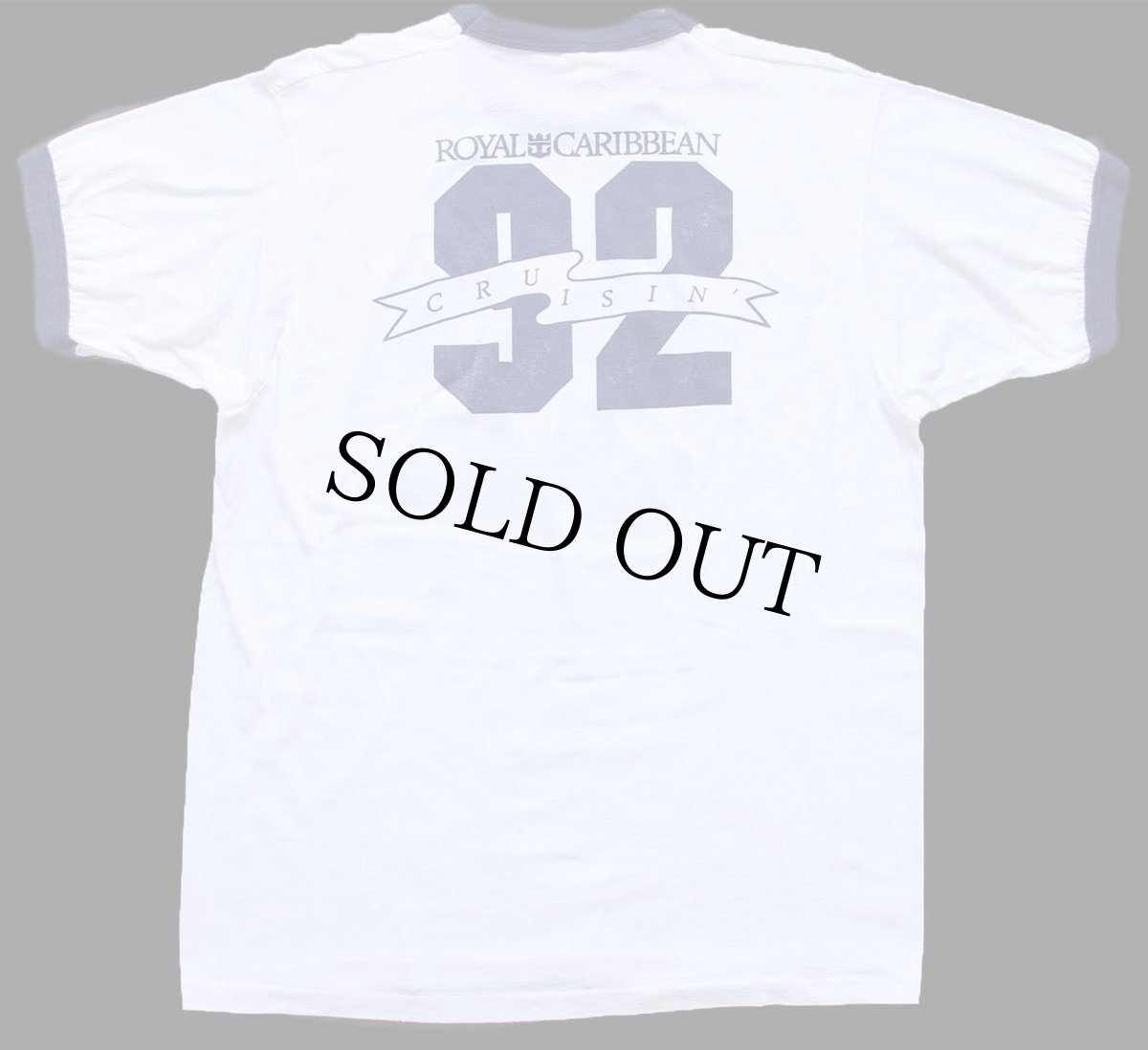 画像3: 80s USA製 ROYAL CARIBBEAN 92 CRUISIN 両面プリント リンガーTシャツ 白×紺 L (3)