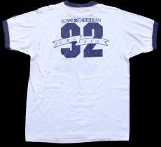 画像3: 80s USA製 ROYAL CARIBBEAN 92 CRUISIN 両面プリント リンガーTシャツ 白×紺 L (3)