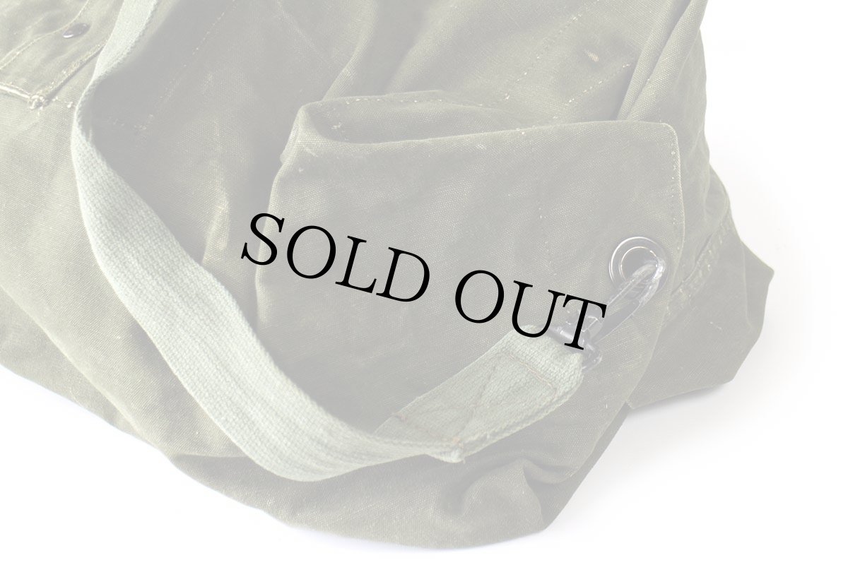 画像7: 70s 米軍 US ステンシル ポケット付き コットン キャンバス ダッフルバッグ オリーブドラブ (7)