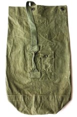 画像2: 70s 米軍 US ステンシル ポケット付き コットン キャンバス ダッフルバッグ オリーブドラブ (2)