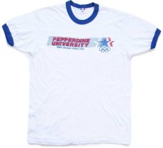 画像2: 80s Levi'sリーバイス PEPPERDINE UNIVERSITY 1984 Olympic Water Polo オリンピック リンガーTシャツ 白×青 (2)