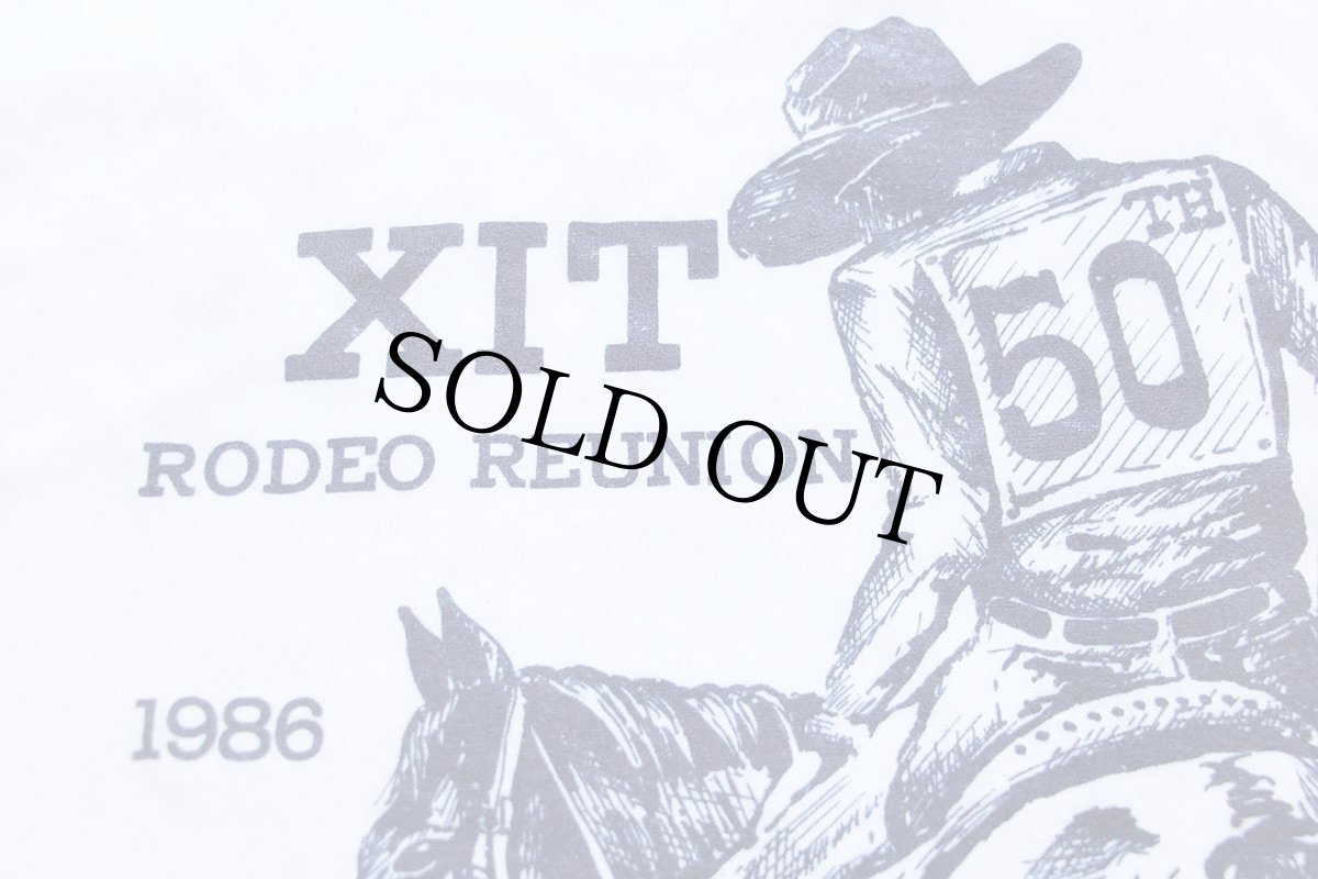 画像4: 80s USA製 Hanes XIT RODEO REUNION カウボーイ リンガーTシャツ 白×紺 XL (4)
