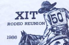画像4: 80s USA製 Hanes XIT RODEO REUNION カウボーイ リンガーTシャツ 白×紺 XL (4)