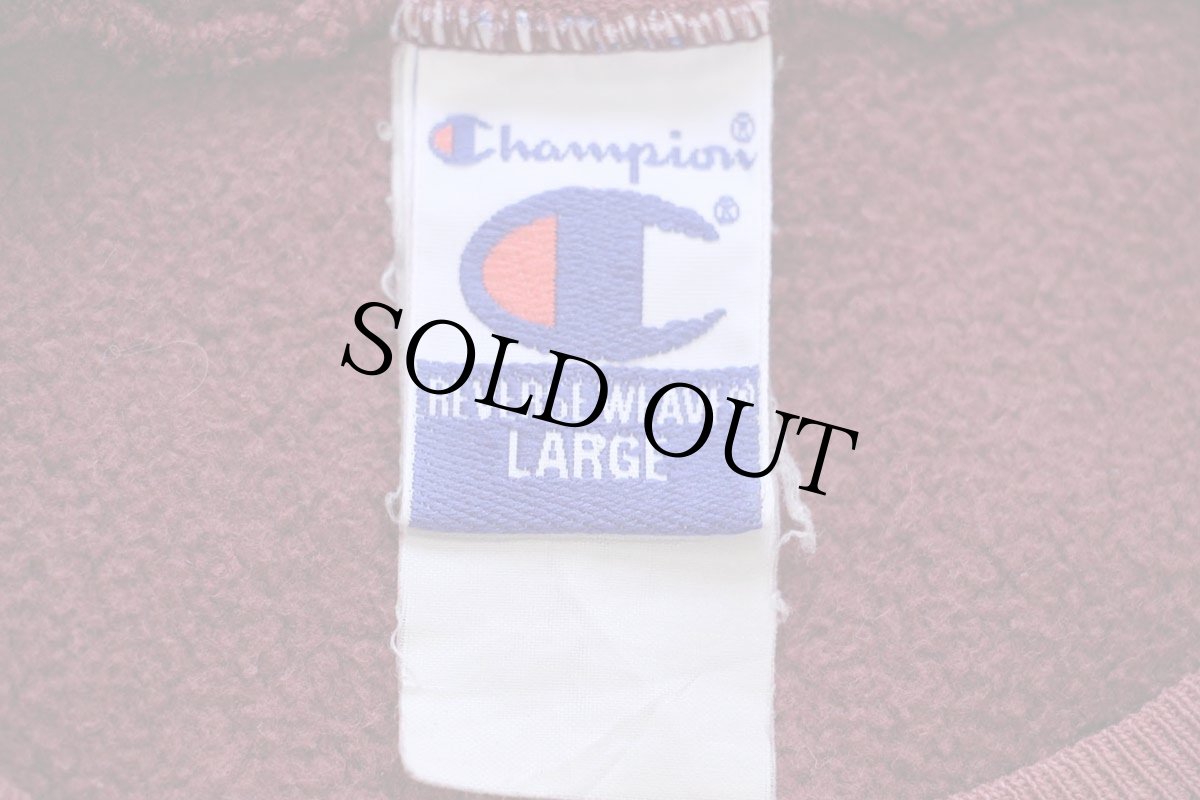 画像4: 00s Championチャンピオン HARVARD アップリケ リバースウィーブ スウェット バーガンディ フェード L (4)