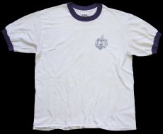 画像2: USA製 U.S.NAVAL ACADEMY ロゴ コットン リンガーTシャツ 白×ナス紺 (2)