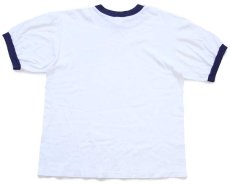 画像3: USA製 U.S.NAVAL ACADEMY ロゴ コットン リンガーTシャツ 白×ナス紺 M (3)