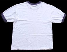 画像3: USA製 U.S.NAVAL ACADEMY ロゴ コットン リンガーTシャツ 白×ナス紺 (3)