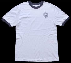 画像2: Championチャンピオン U.S.NAVAL ACADEMY ロゴ コットン リンガーTシャツ 白×ナス紺 (2)