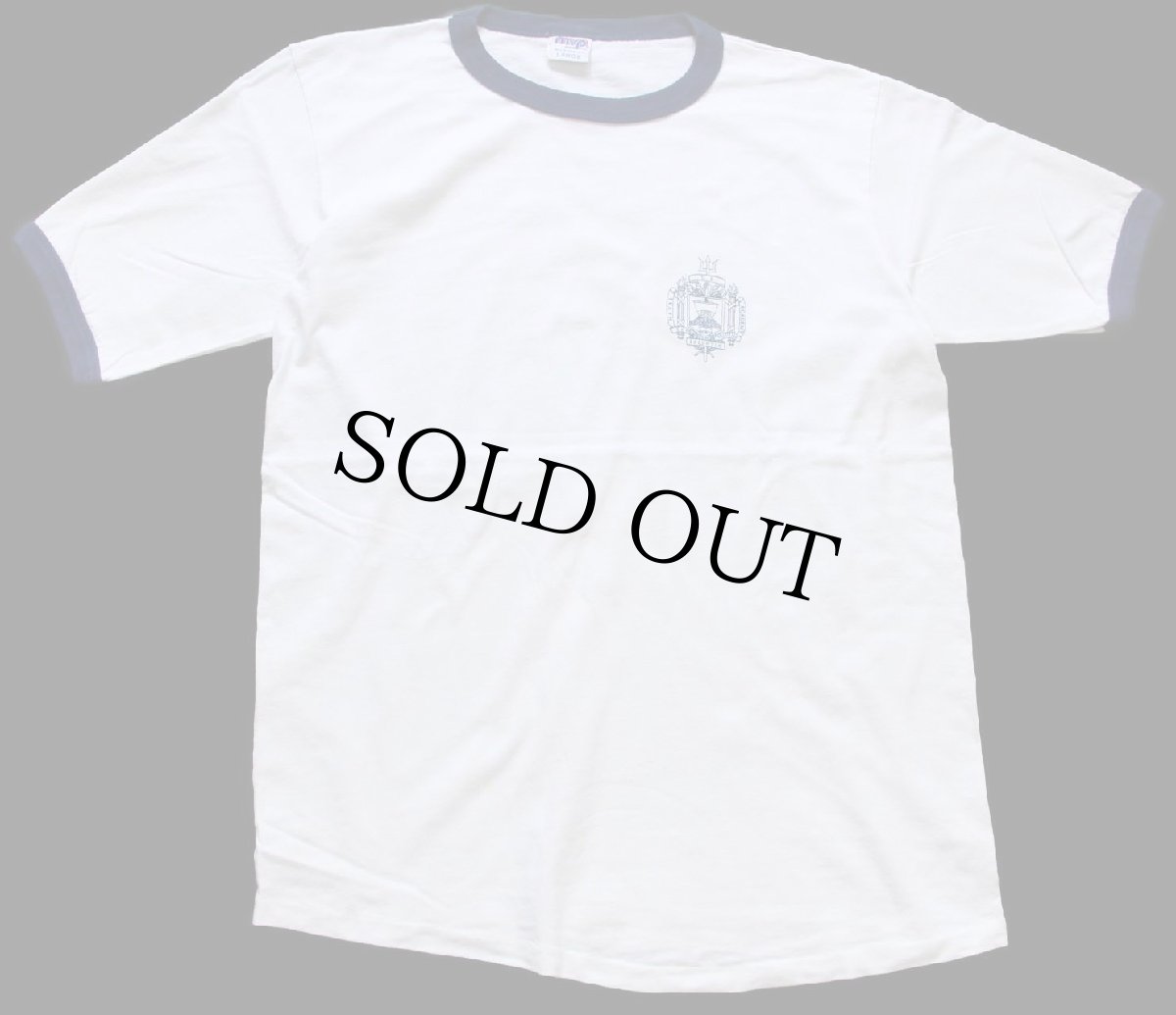 画像2: 90s USA製 MVP U.S.NAVAL ACADEMY ロゴ コットン リンガーTシャツ 白×紺 L (2)