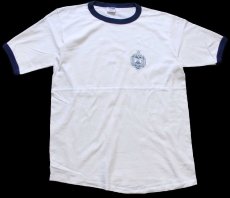 画像2: 90s USA製 MVP U.S.NAVAL ACADEMY ロゴ コットン リンガーTシャツ 白×紺 L (2)