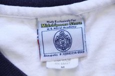 画像4: USA製 U.S.NAVAL ACADEMY ロゴ コットン リンガーTシャツ 白×ナス紺 M (4)