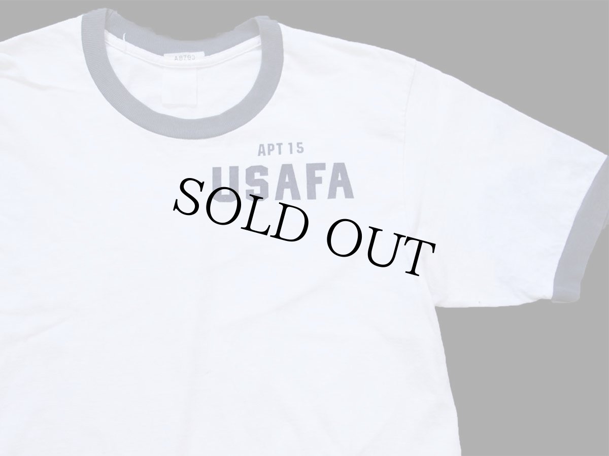 画像1: APT 15 USAFA コットン リンガーTシャツ 白×紺 (1)