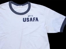 画像1: APT 15 USAFA コットン リンガーTシャツ 白×紺 (1)