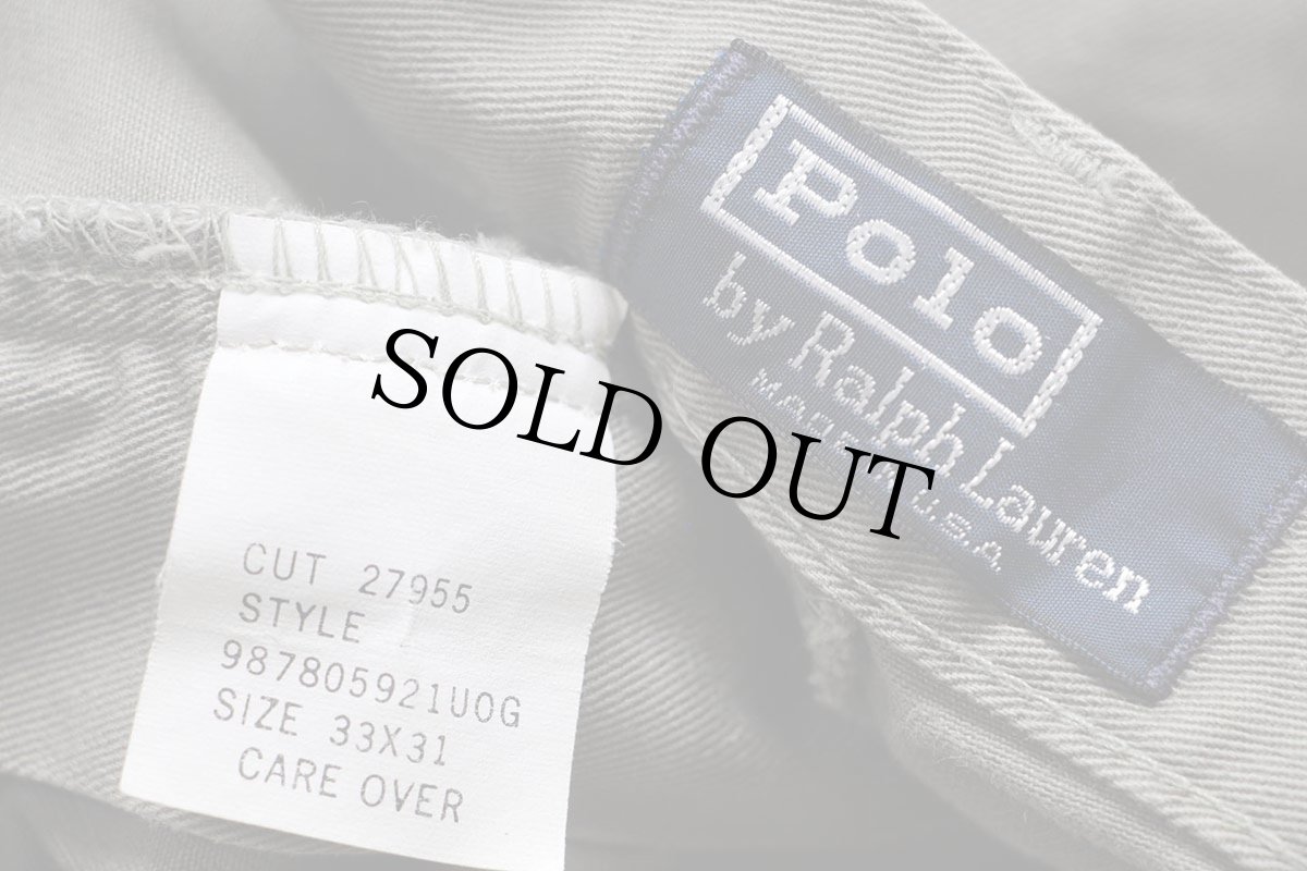 画像6: 90s USA製 ポロ ラルフローレン ツータック コットン チノパン グレー W33 L31 (6)