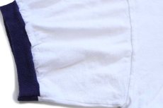 画像6: USA製 U.S.NAVAL ACADEMY ロゴ コットン リンガーTシャツ 白×ナス紺 M (6)