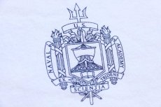 画像5: USA製 U.S.NAVAL ACADEMY ロゴ コットン リンガーTシャツ 白×ナス紺 M (5)