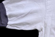 画像7: USA製 U.S.NAVAL ACADEMY ロゴ コットン リンガーTシャツ 白×ナス紺 (7)