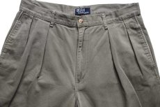 画像4: 90s USA製 ポロ ラルフローレン ツータック コットン チノパン グレー W33 L31 (4)