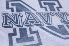 画像4: 90s USA製 U.S.NAVY ロゴ ステンシル リンガーTシャツ ボロ 白×紺 XL (4)
