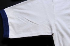 画像7: 90s USA製 MVP U.S.NAVAL ACADEMY ロゴ コットン リンガーTシャツ 白×紺 L (7)