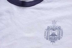 画像4: USA製 U.S.NAVAL ACADEMY ロゴ コットン リンガーTシャツ 白×ナス紺 (4)