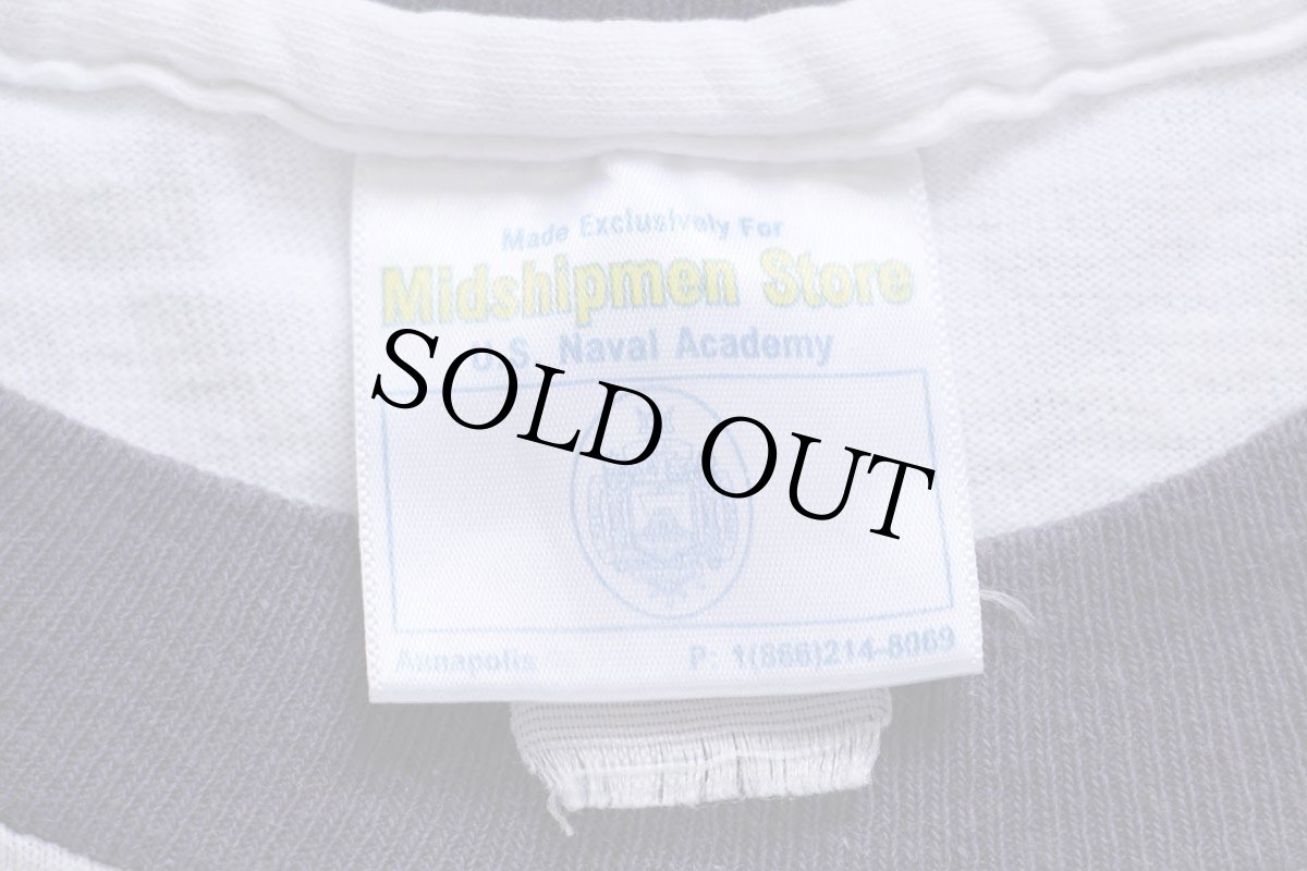 画像5: USA製 U.S.NAVAL ACADEMY ロゴ コットン リンガーTシャツ 白×ナス紺 (5)