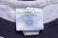 画像5: USA製 U.S.NAVAL ACADEMY ロゴ コットン リンガーTシャツ 白×ナス紺 (5)