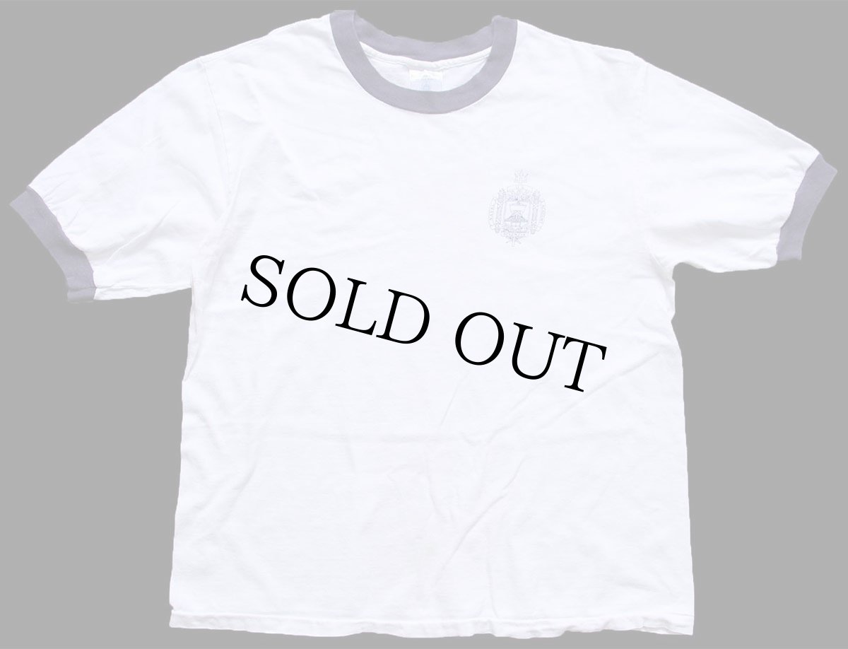 画像2: USA製 U.S.NAVAL ACADEMY ロゴ コットン リンガーTシャツ 白×ナス紺 (2)