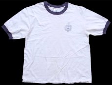 画像2: USA製 U.S.NAVAL ACADEMY ロゴ コットン リンガーTシャツ 白×ナス紺 (2)