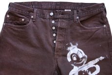 画像4: 00s Levi'sリーバイス 501 キャラクター シルクスクリーン 後染め カラーデニムパンツ 焦げ茶 W38 L30★SDP3400 (4)