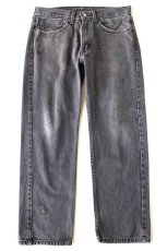画像2: Levi'sリーバイス 505 ダメージ ブラック デニムパンツ フェード W34 L30★SDP3747 (2)