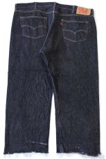 画像3: メキシコ製 Levi'sリーバイス 501 カットオフ 先染め ブラック デニムパンツ W46★SDP3926 特大 (3)