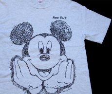 画像1: 90s Disneyディズニー ミッキー マウス New York ニューヨーク アート コットンTシャツ 杢ライトグレー M (1)