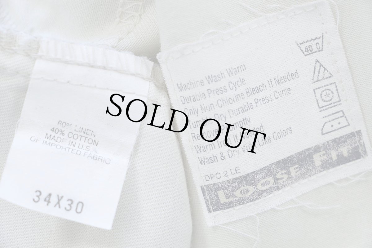 画像6: 90s USA製 DOCKERSドッカーズ LOOSE FIT ツータック スラックス リネン×コットンパンツ ベージュ W34 L30★Levi'sリーバイス (6)