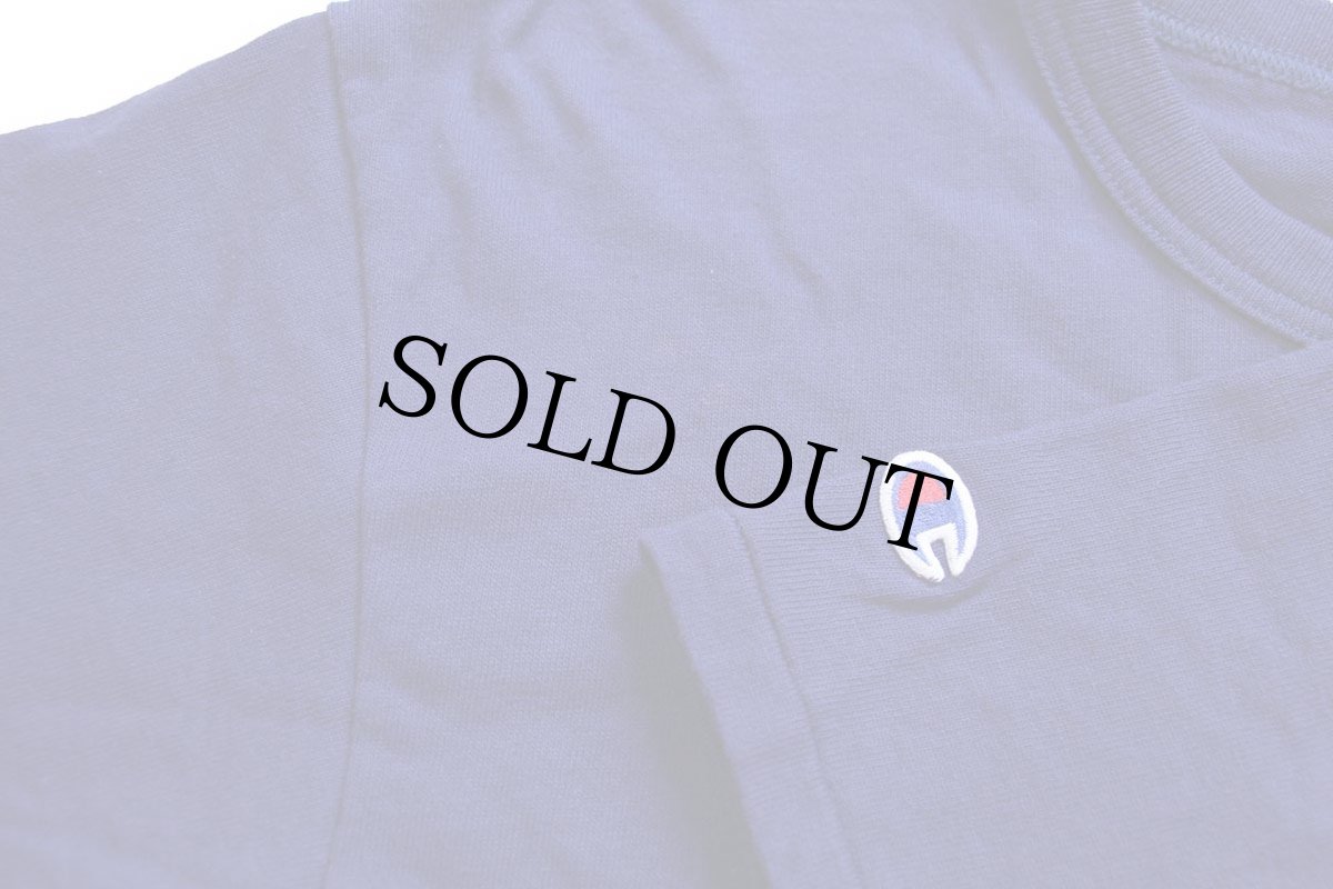 画像6: 90s USA製 Championチャンピオン ワンポイント スクリプト ロゴ コットンTシャツ 青紺 M (6)